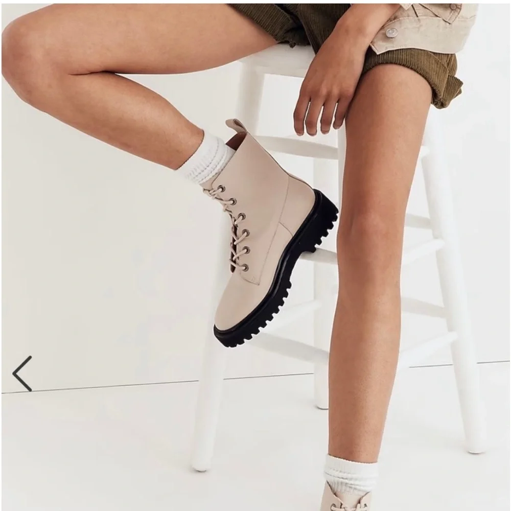 Madewell Rayna Lace-up Lug sole boots I leather - harvest moon Size 6.5 - Picture 2 of 12